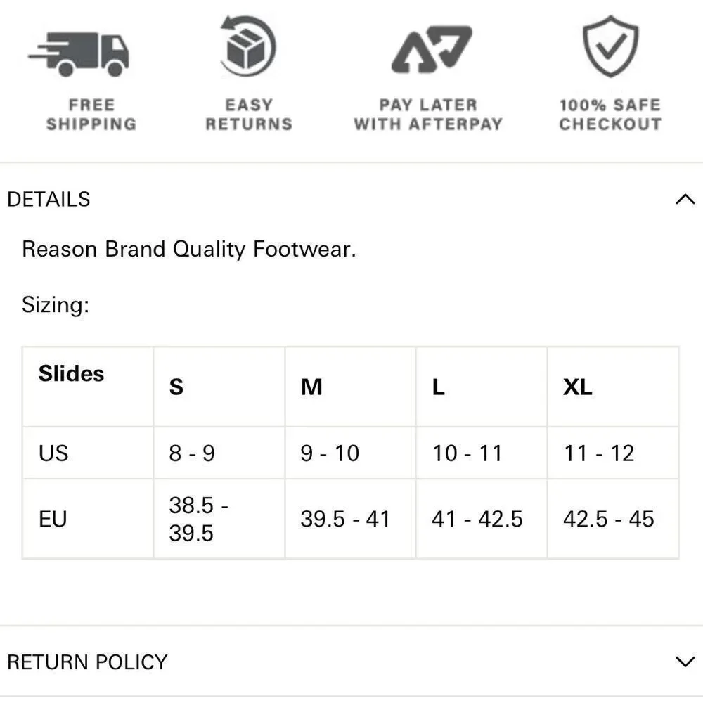 Reason Buckle Strap Slides - Black Small‎ NWT in packaging